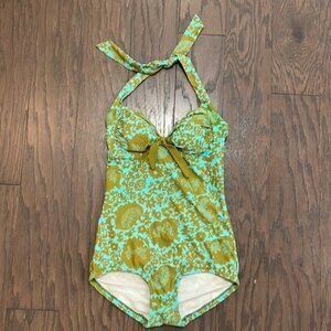 Boden blue and green one piece halter neck SZ 6